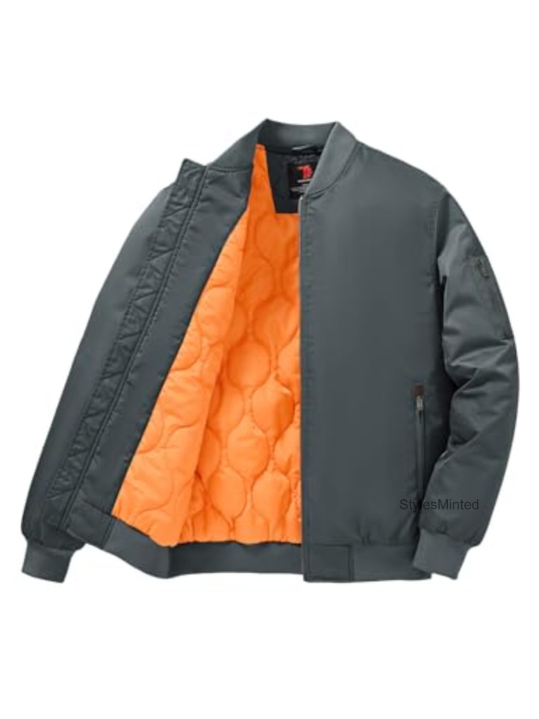 Men's Winter Bomber Jacket Warm Fall Casual Flight Windbreaker Padded Full Zip